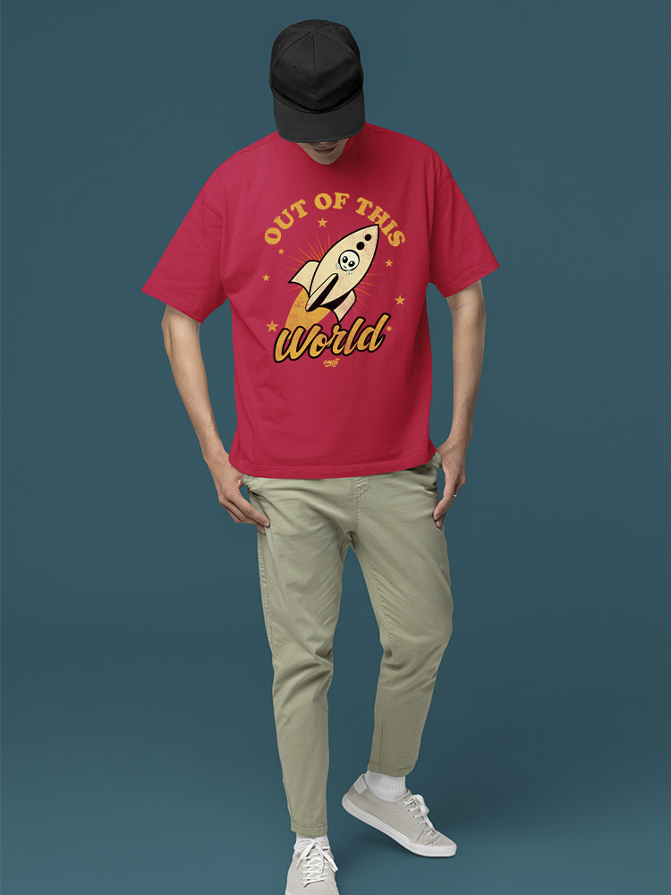Out of This World - Alien Emoji Rocket Adventure Graphic Men's T-shirt - Picture 14 of 24