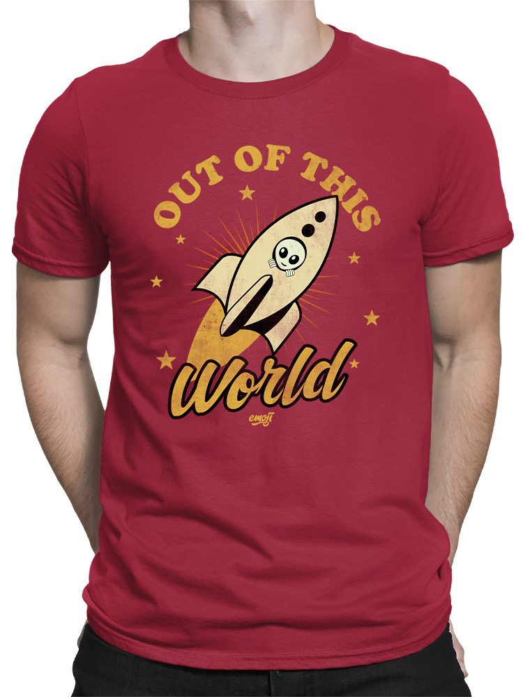 Out of This World - Alien Emoji Rocket Adventure Graphic Men's T-shirt - Picture 13 of 24