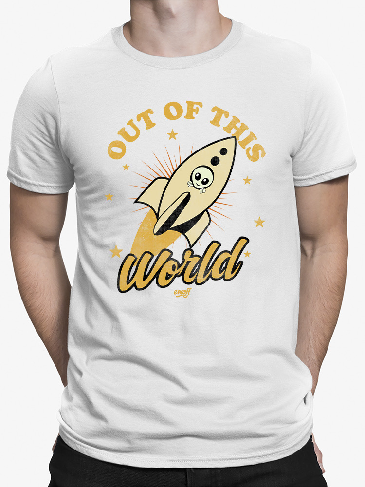 Out of This World - Alien Emoji Rocket Adventure Graphic Men's T-shirt - Picture 21 of 24