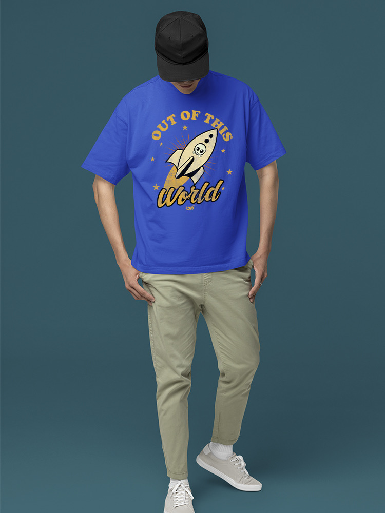 Out of This World - Alien Emoji Rocket Adventure Graphic Men's T-shirt - Picture 18 of 24