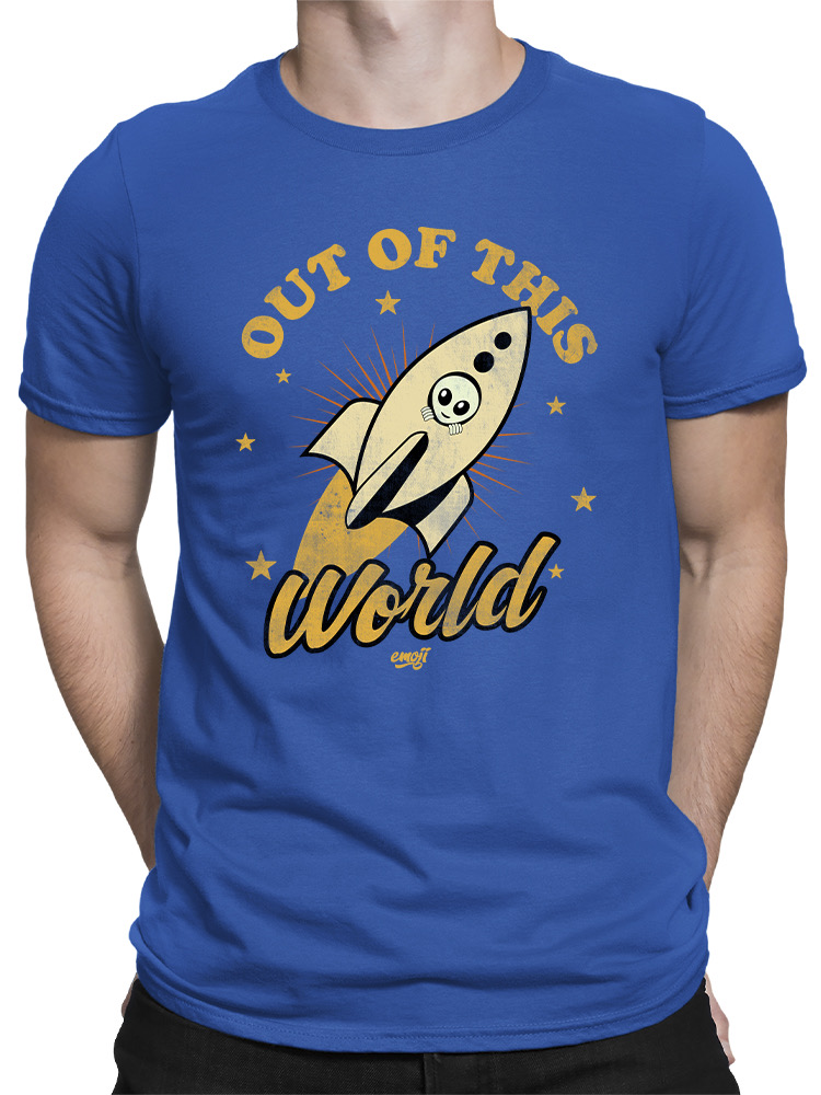 Out of This World - Alien Emoji Rocket Adventure Graphic Men's T-shirt - Picture 17 of 24