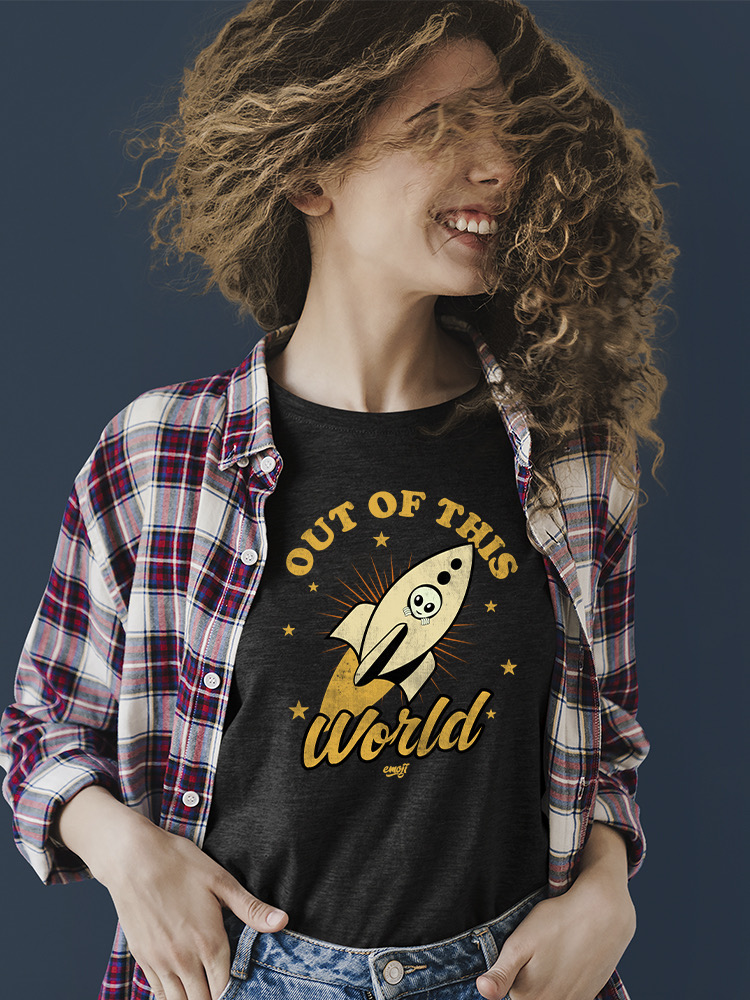 Out of This World - Alien Emoji Rocket Adventure Grafik Damen T-Shirt - Bild 10 von 28