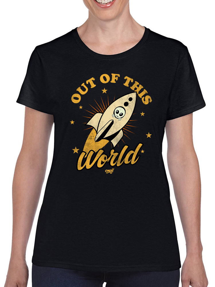 Out of This World - Alien Emoji Rocket Adventure Grafik Damen T-Shirt - Bild 9 von 28