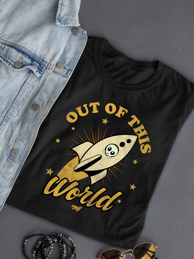 Out of This World - Alien Emoji Rocket Adventure Grafik Damen T-Shirt - Bild 11 von 28