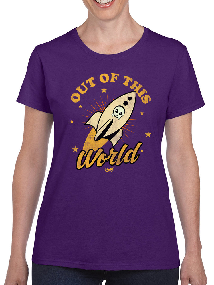 Out of This World - Alien Emoji Rocket Adventure Grafik Damen T-Shirt - Bild 17 von 28