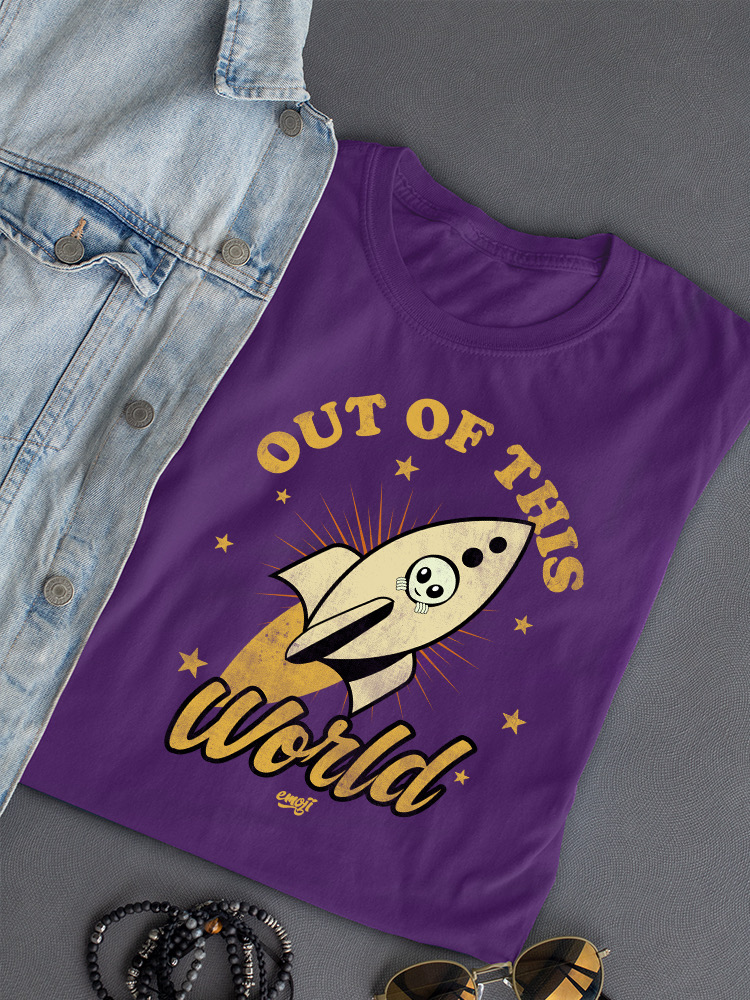 Out of This World - Alien Emoji Rocket Adventure Grafik Damen T-Shirt - Bild 19 von 28