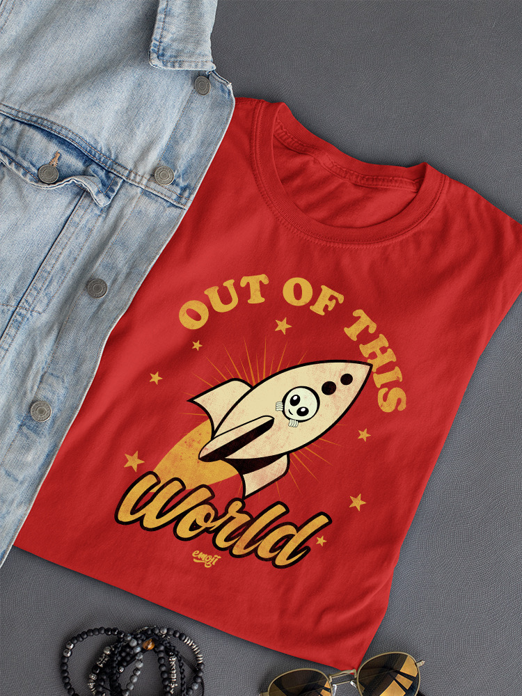 Out of This World - Alien Emoji Rocket Adventure Grafik Damen T-Shirt - Bild 23 von 28