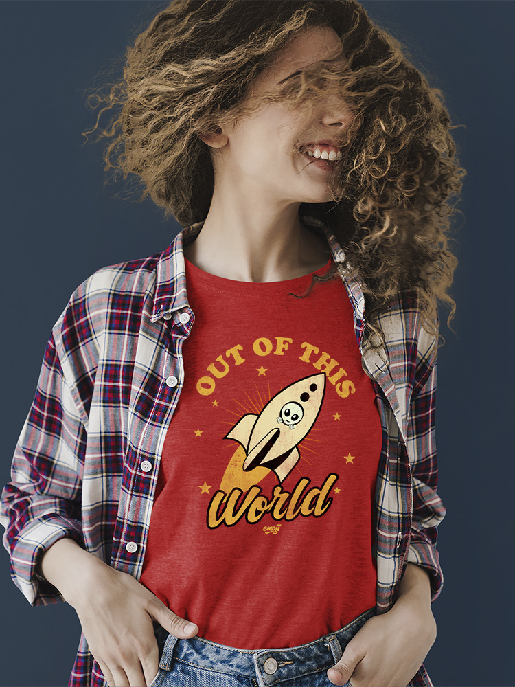 Out of This World - Alien Emoji Rocket Adventure Grafik Damen T-Shirt - Bild 22 von 28