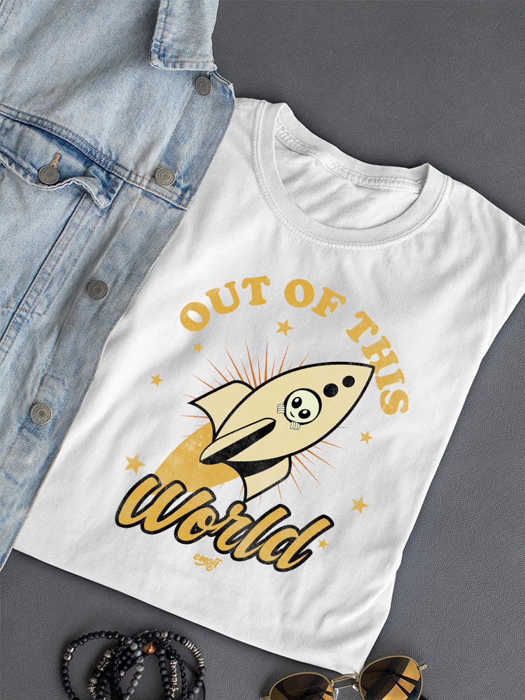 Out of This World - Alien Emoji Rocket Adventure Grafik Damen T-Shirt - Bild 27 von 28