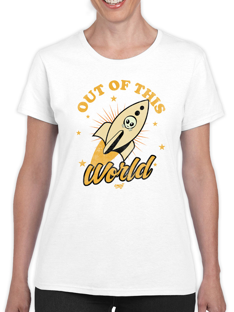 Out of This World - Alien Emoji Rocket Adventure Grafik Damen T-Shirt - Bild 25 von 28