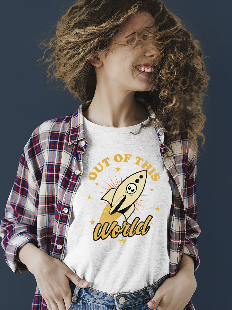 Out of This World - Alien Emoji Rocket Adventure Grafik Damen T-Shirt - Bild 26 von 28