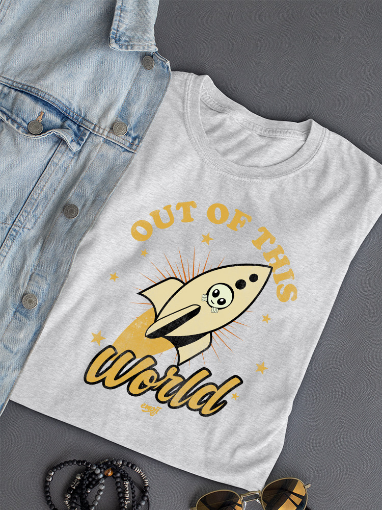 Out of This World - Alien Emoji Rocket Adventure Grafik Damen T-Shirt - Bild 7 von 28