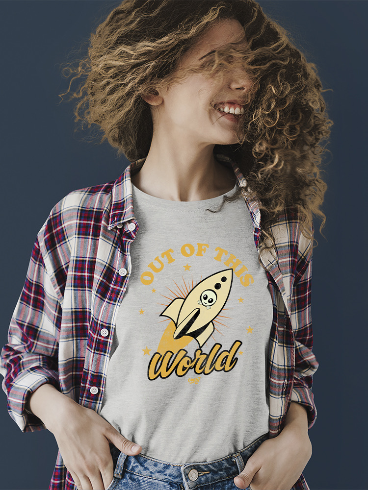 Out of This World - Alien Emoji Rocket Adventure Grafik Damen T-Shirt - Bild 6 von 28