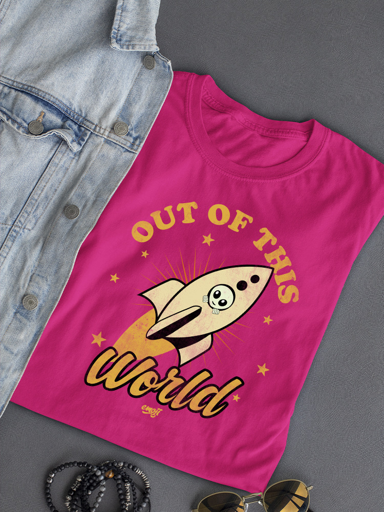 Out of This World - Alien Emoji Rocket Adventure Grafik Damen T-Shirt - Bild 15 von 28