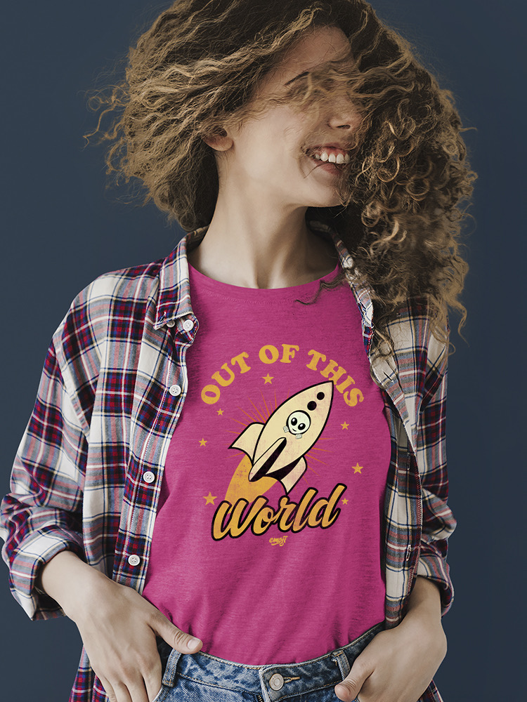 Out of This World - Alien Emoji Rocket Adventure Grafik Damen T-Shirt - Bild 14 von 28