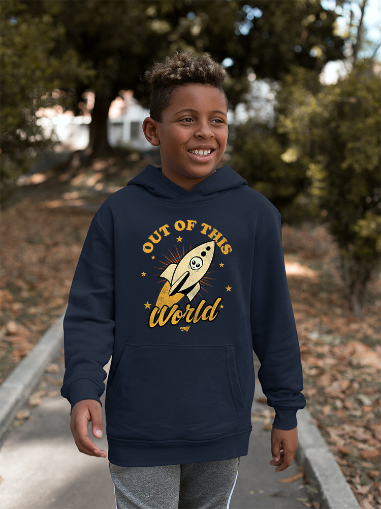 Out of This World - Felpa con cappuccio Alien Emoji Rocket Adventure grafica per ragazzi - Foto 18 di 24