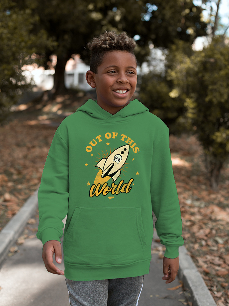 Out of This World - Felpa con cappuccio Alien Emoji Rocket Adventure grafica per ragazzi - Foto 14 di 24