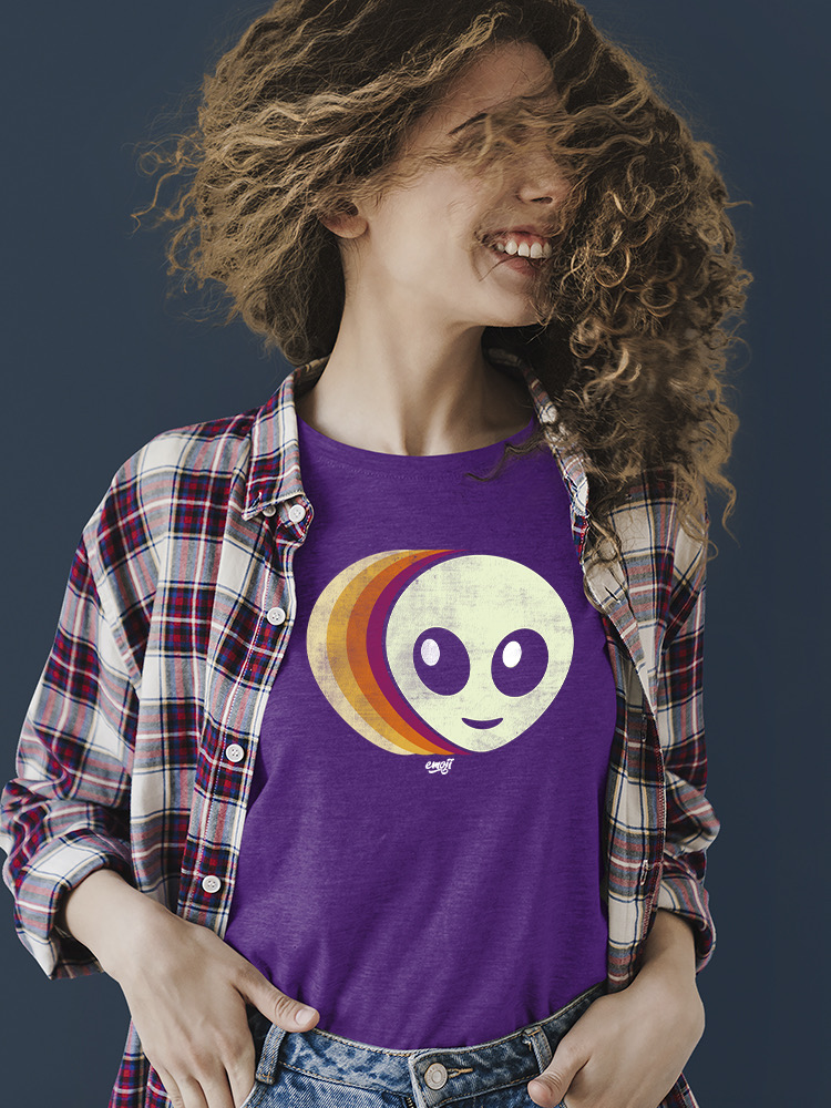 Offiziell lizenziertes Emoji Alien Vibes - Retro Galaktische Grafik Damen T-Shirt - Bild 14 von 20