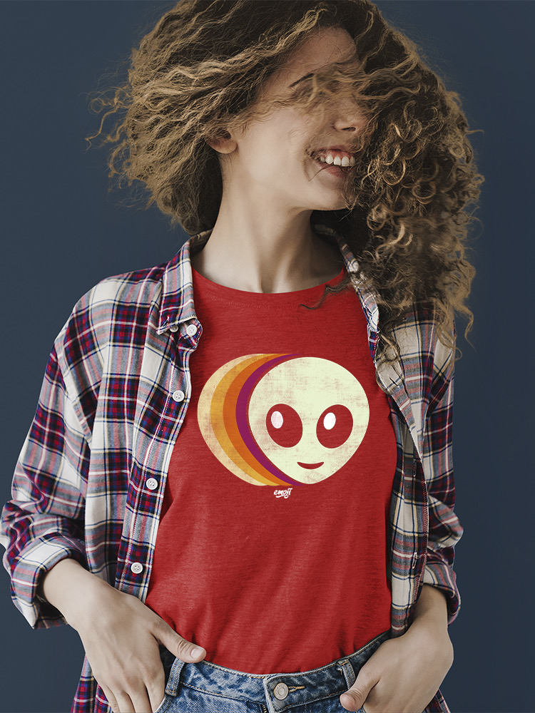 Offiziell lizenziertes Emoji Alien Vibes - Retro Galaktische Grafik Damen T-Shirt - Bild 18 von 20