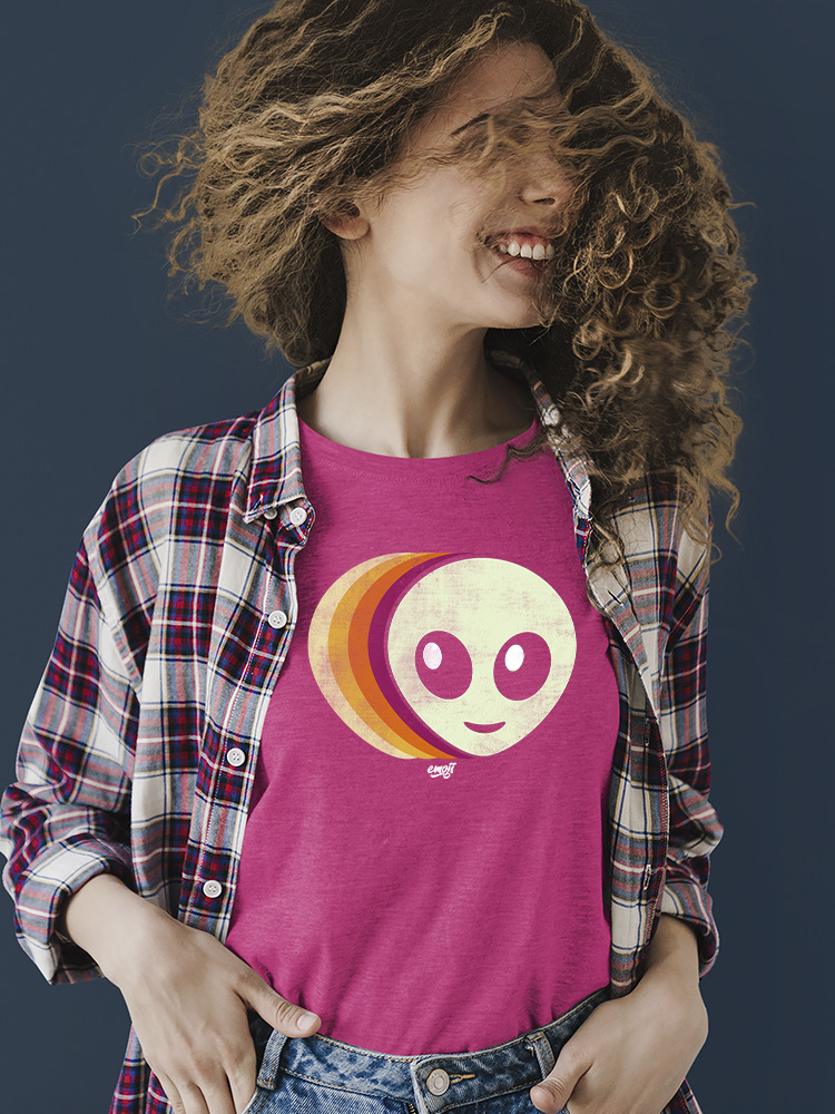Offiziell lizenziertes Emoji Alien Vibes - Retro Galaktische Grafik Damen T-Shirt - Bild 10 von 20