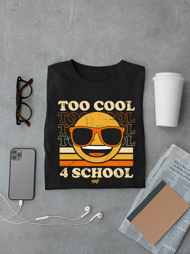 Too Cool 4 School - Retro Emoji Sonnenbrille Grafik Herren T-Shirt - Bild 7 von 16