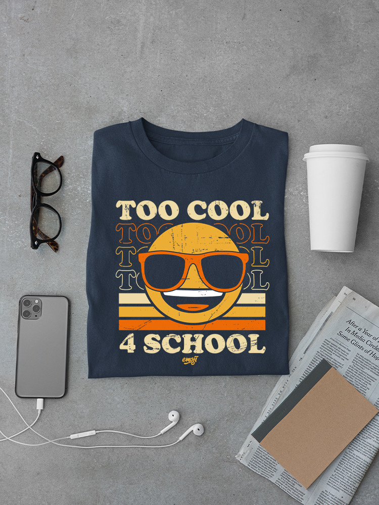 Too Cool 4 School - Retro Emoji Sonnenbrille Grafik Herren T-Shirt - Bild 11 von 16