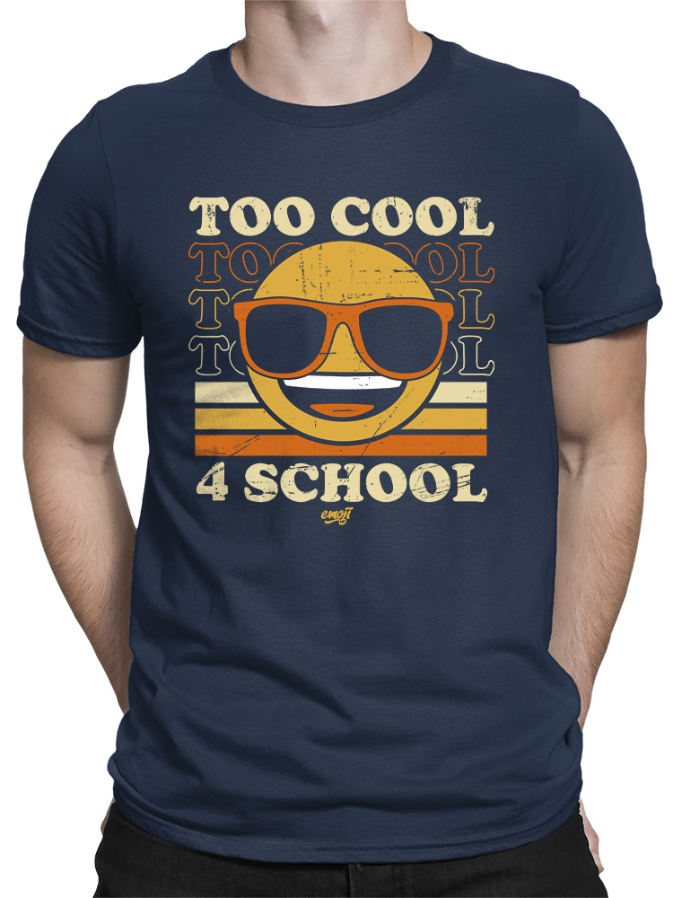 Too Cool 4 School - Retro Emoji Sonnenbrille Grafik Herren T-Shirt - Bild 9 von 16