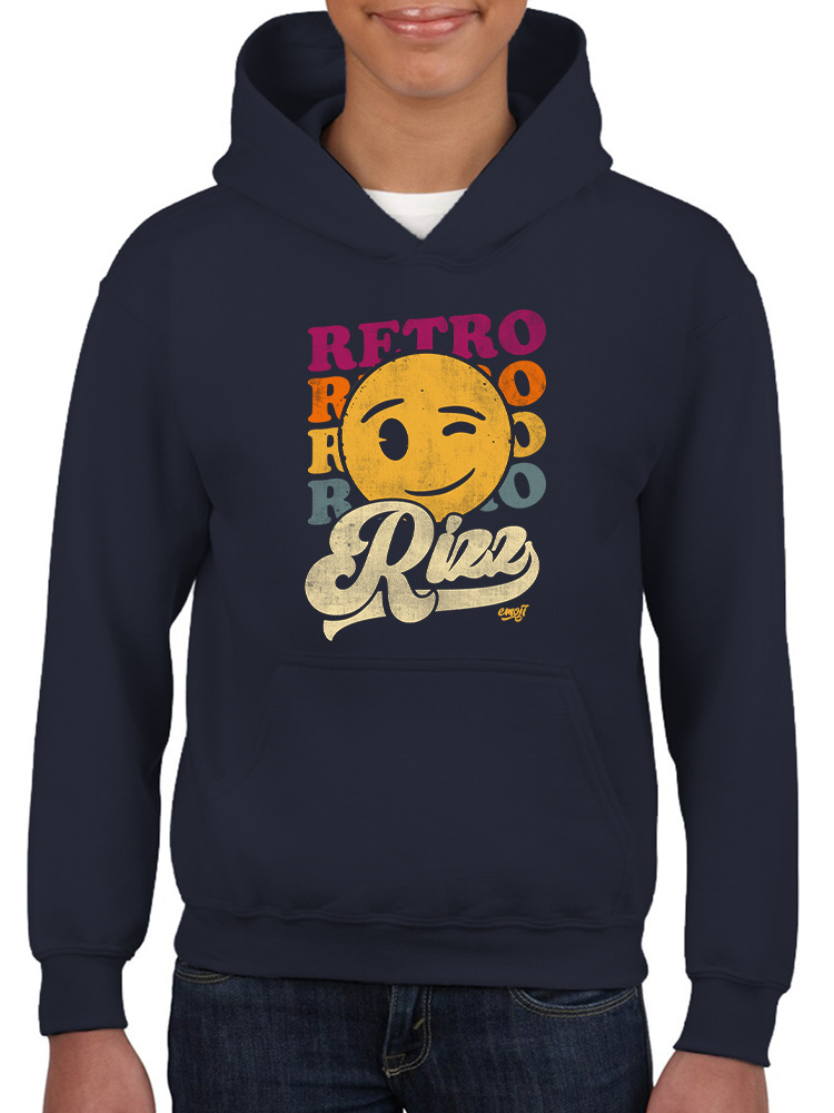 Retro Rizz - Vintage Winking Emoji Graphic Youth's Hoodie - Bild 17 von 20