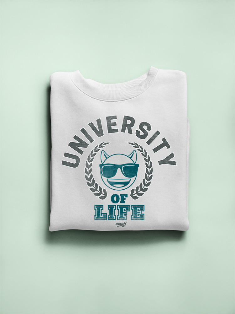 University of Life - Dark Emoji College Style Graphic Men's Sweatshirt - Picture 11 of 12