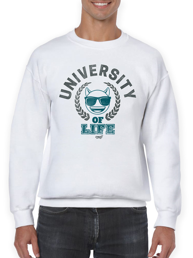 University of Life - Dark Emoji College Style Graphic Men's Sweatshirt - Picture 9 of 12