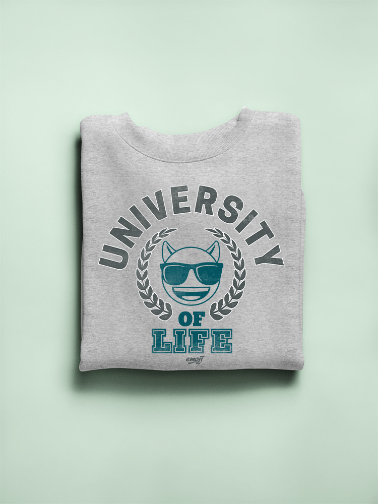 University of Life - Dark Emoji College Style Graphic Men's Sweatshirt - Picture 7 of 12