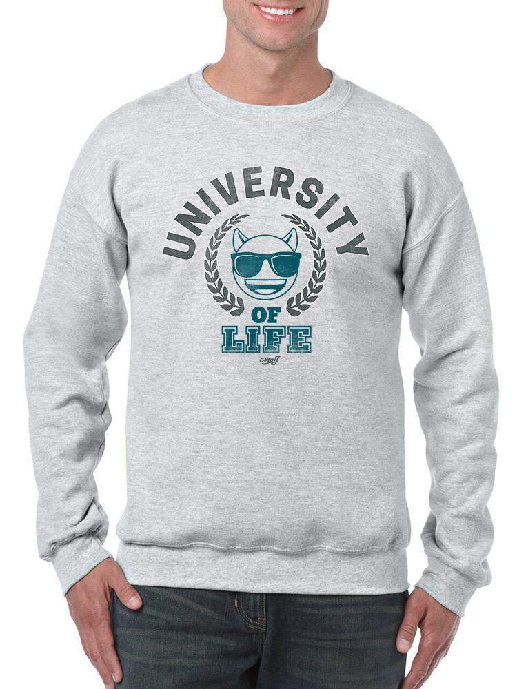 University of Life - Dark Emoji College Style Graphic Men's Sweatshirt - Picture 5 of 12