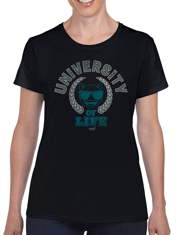 University of Life - Camiseta para mujer gráfica estilo universitario emoji oscuro - Imagen 9 de 20