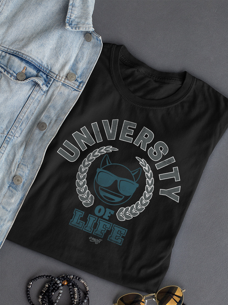 University of Life - Camiseta para mujer gráfica estilo universitario emoji oscuro - Imagen 11 de 20