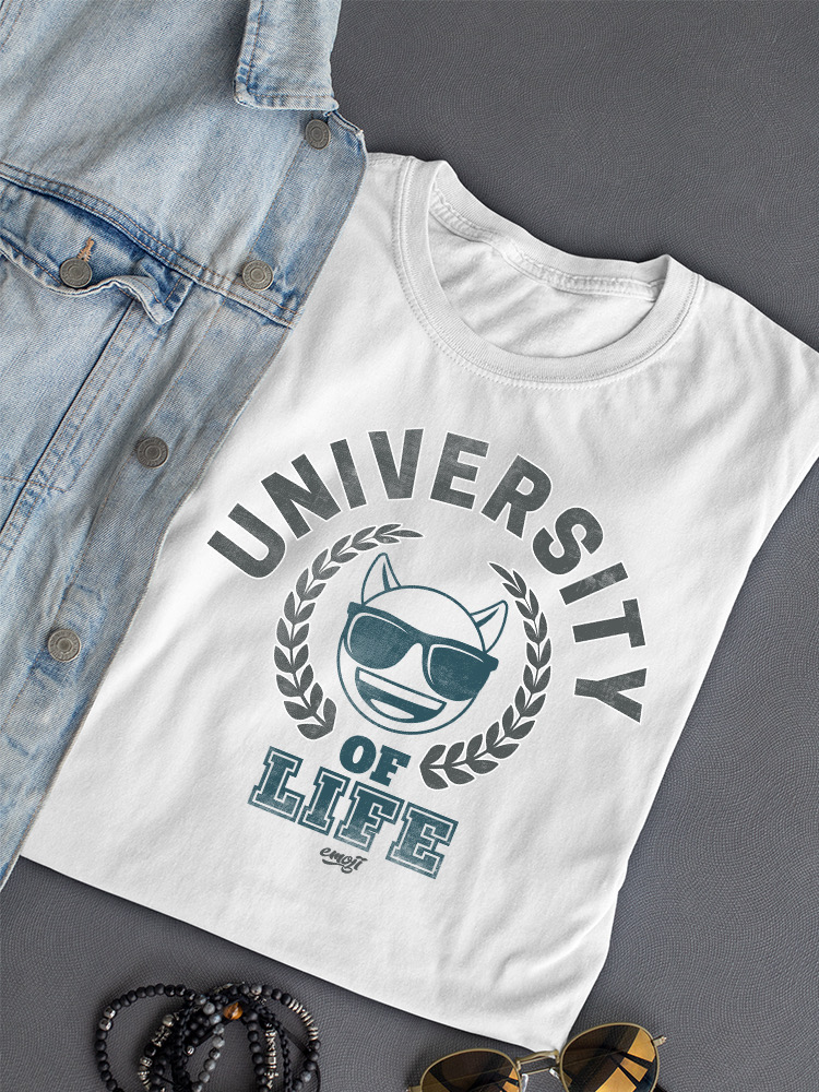 University of Life - Camiseta para mujer gráfica estilo universitario emoji oscuro - Imagen 19 de 20
