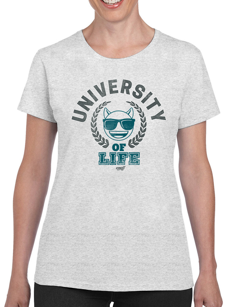 University of Life - Camiseta para mujer gráfica estilo universitario emoji oscuro - Imagen 5 de 20