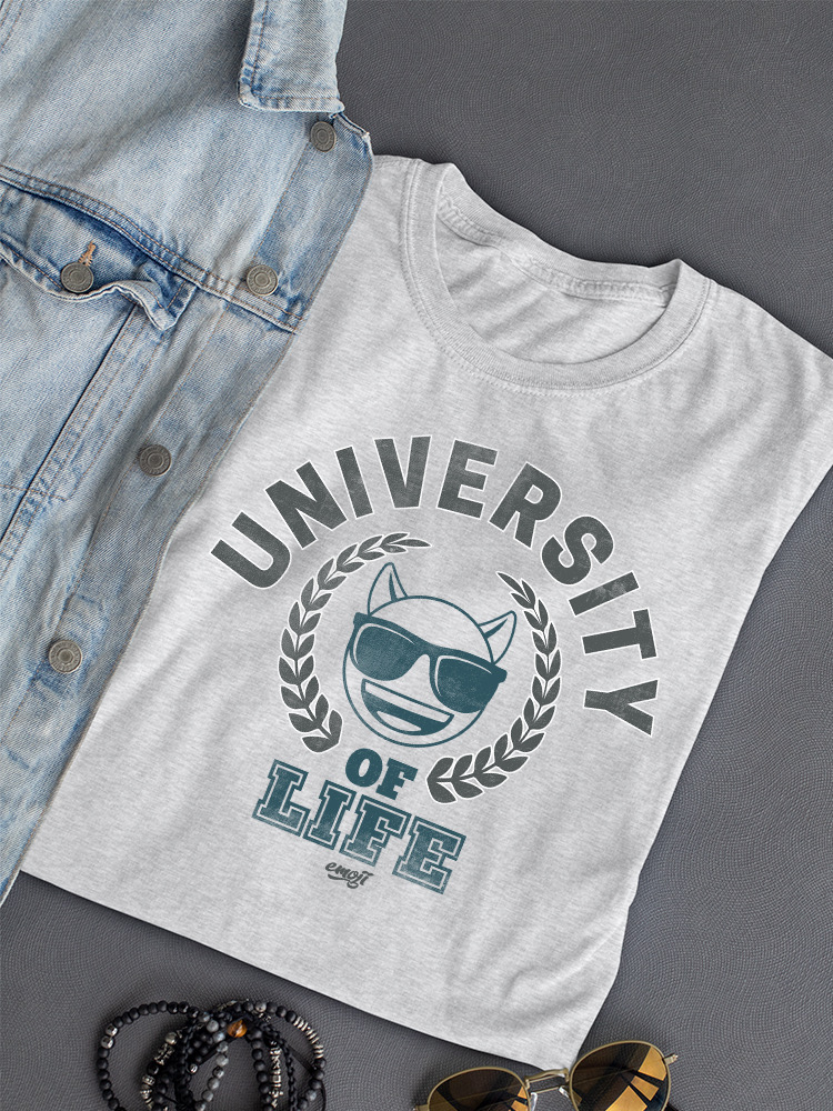 University of Life - Camiseta para mujer gráfica estilo universitario emoji oscuro - Imagen 7 de 20