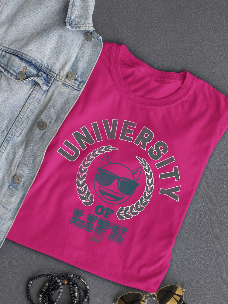 University of Life - Camiseta para mujer gráfica estilo universitario emoji oscuro - Imagen 15 de 20