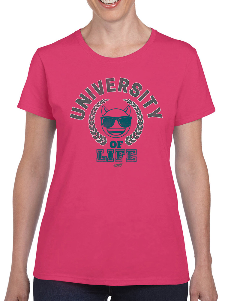 University of Life - Camiseta para mujer gráfica estilo universitario emoji oscuro - Imagen 13 de 20