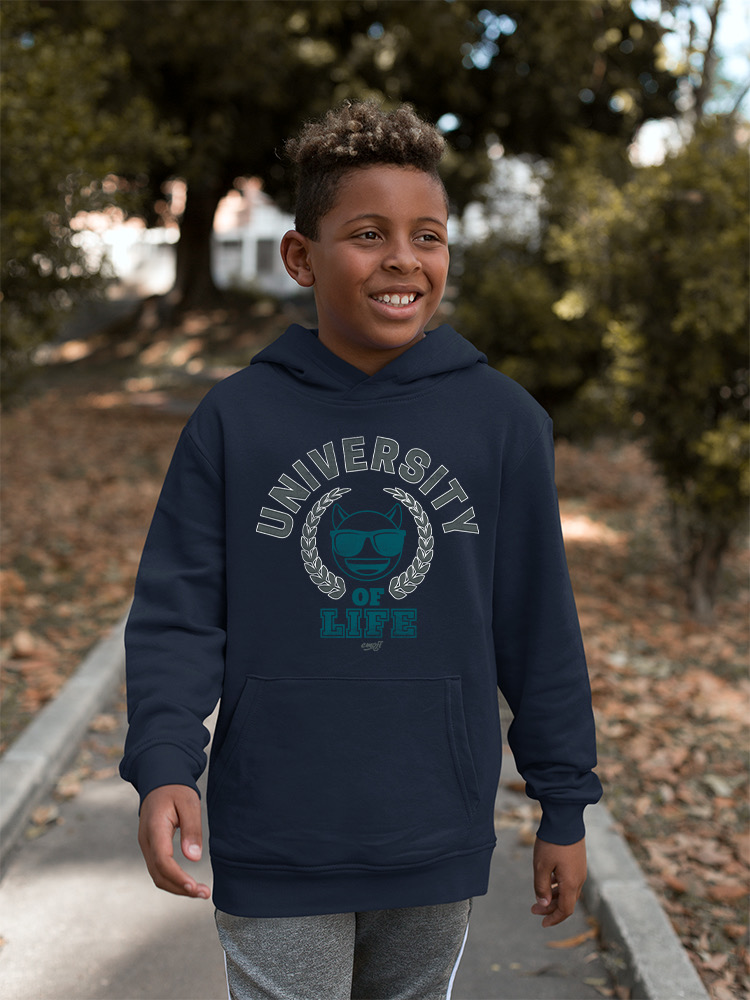 University of Life - Dark Emoji College Style Grafik Jugend Hoodie - Bild 18 von 24