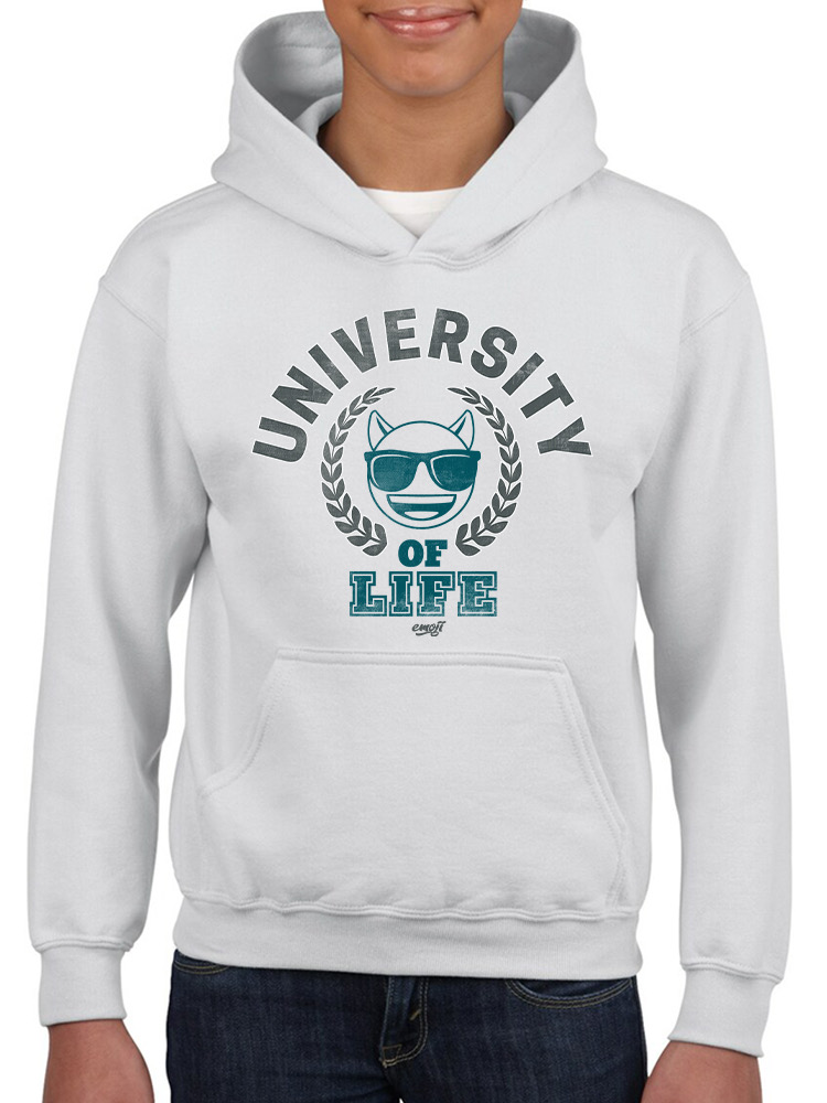 University of Life - Dark Emoji College Style Grafik Jugend Hoodie - Bild 21 von 24