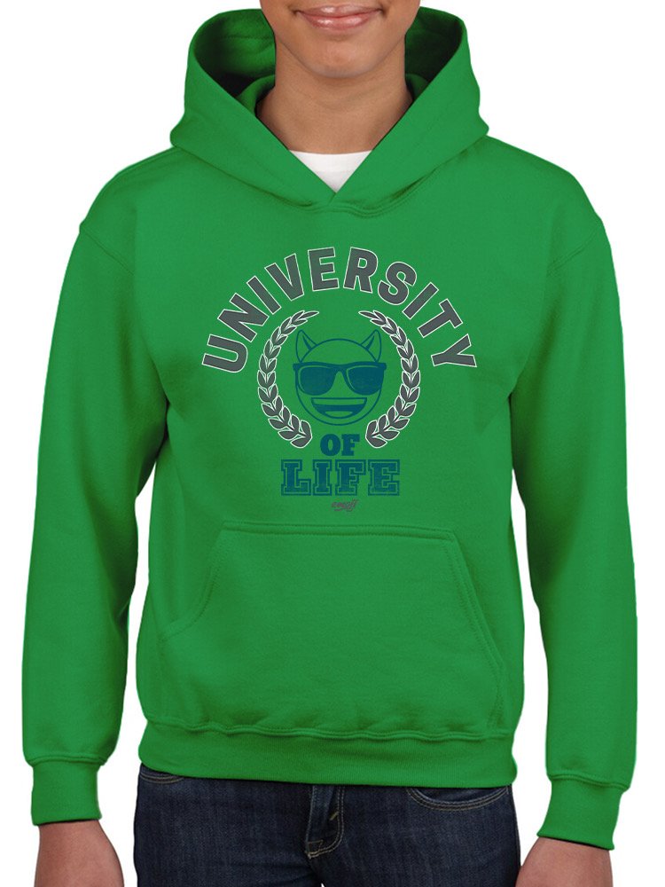 University of Life - Dark Emoji College Style Grafik Jugend Hoodie - Bild 13 von 24