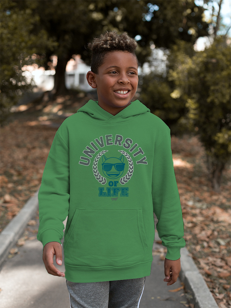 University of Life - Dark Emoji College Style Grafik Jugend Hoodie - Bild 14 von 24