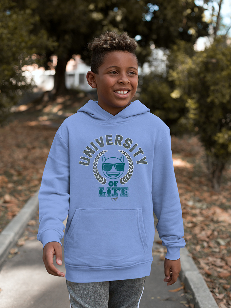 University of Life - Dark Emoji College Style Grafik Jugend Hoodie - Bild 10 von 24