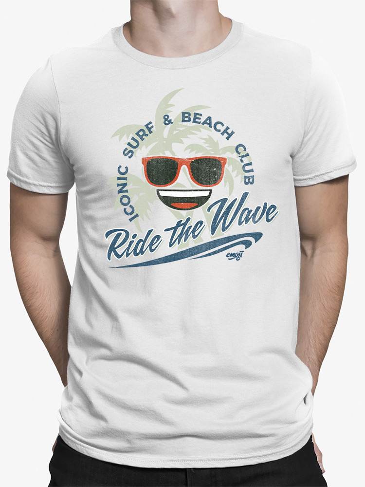 Ride the Wave - Surf Club Beach Vibes Retro Emoji Men's T-shirt - Picture 5 of 8
