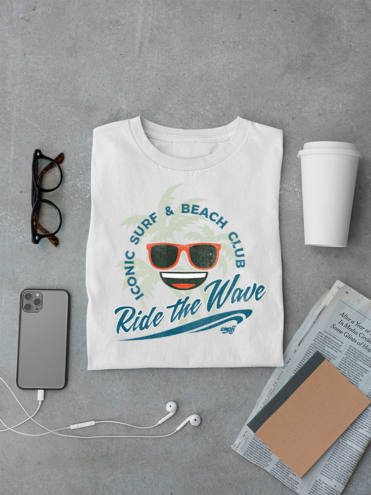 Ride the Wave - Surf Club Beach Vibes Retro Emoji Men's T-shirt - Picture 7 of 8