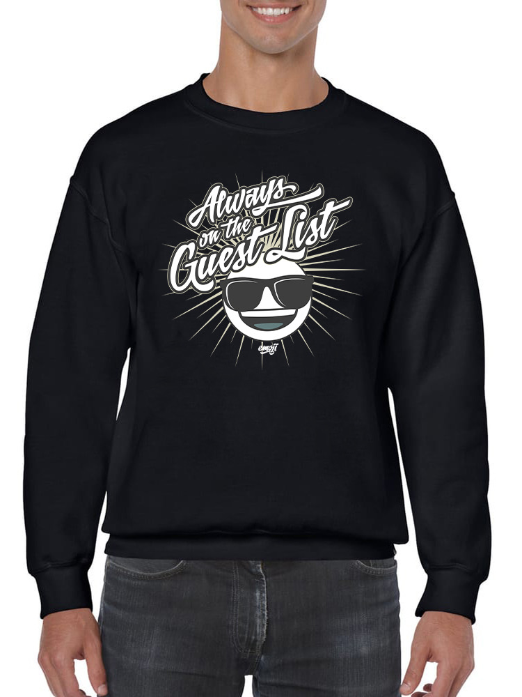 Always VIP - Guest List Cool Retro Emoji Party Men's Sweatshirt - Picture 5 of 20