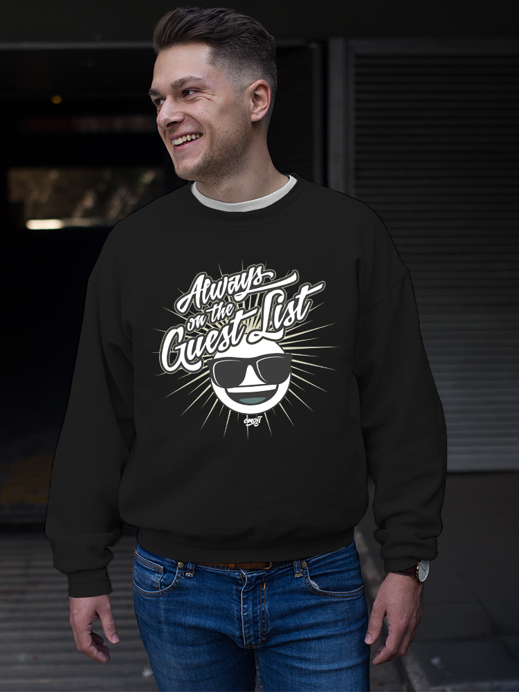 Always VIP - Guest List Cool Retro Emoji Party Men's Sweatshirt - Picture 6 of 20