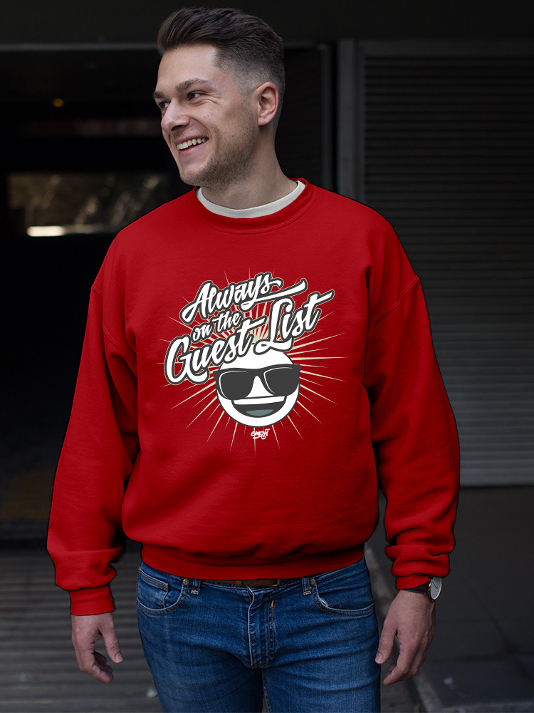Always VIP - Guest List Cool Retro Emoji Party Men's Sweatshirt - Picture 10 of 20