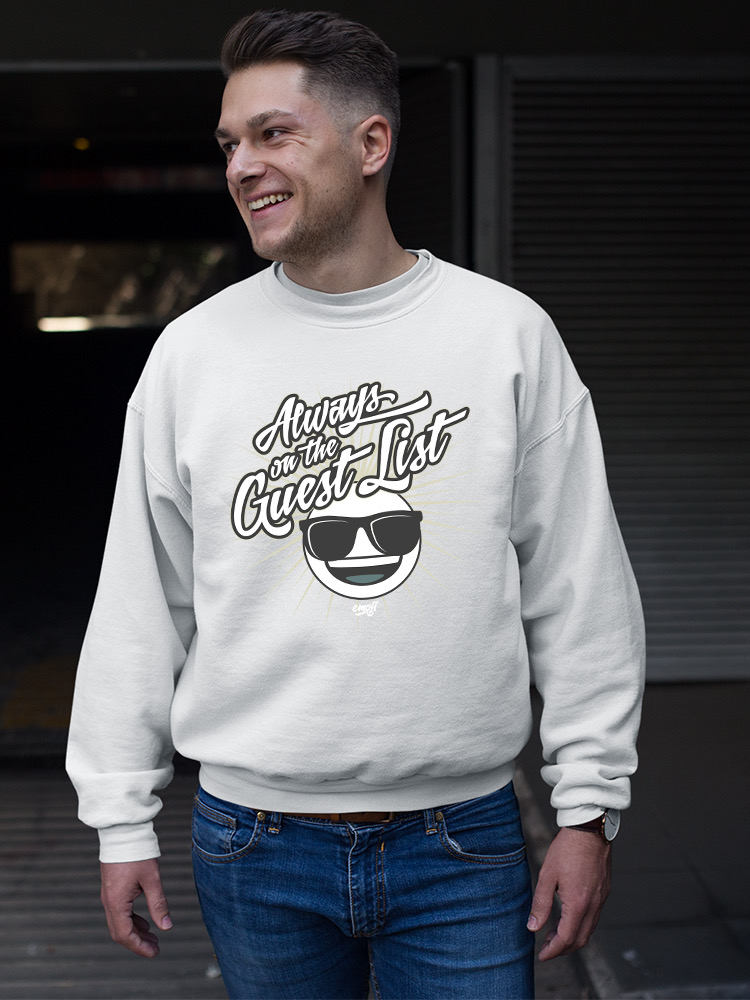 Always VIP - Guest List Cool Retro Emoji Party Men's Sweatshirt - Picture 18 of 20